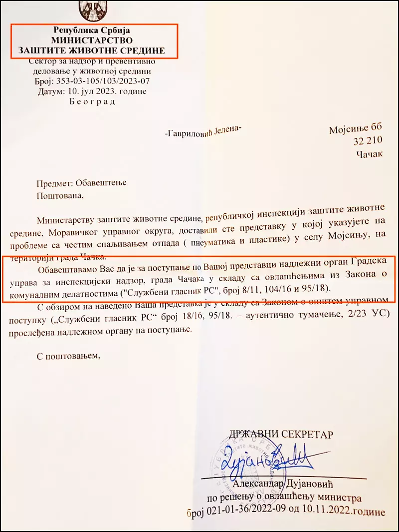 mojsinje-odgovor-ministarstva