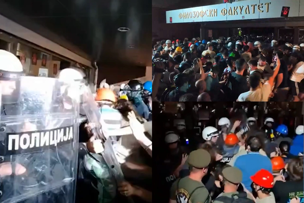 Sukob građana i policije ispred Filozofskog fakulteta u Novom Sadu