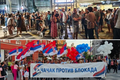 Protest građana koji podržavaju studente i pristalica SNS