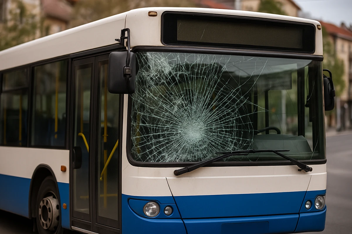 Razbijena šoferšajbna na autobusu