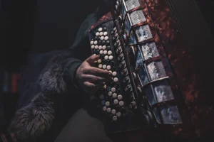 Čovek svira harmoniku