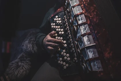 Čovek svira harmoniku