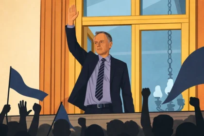 Rektor Vladan Đokić na balkonu Rektorata - ilustracija