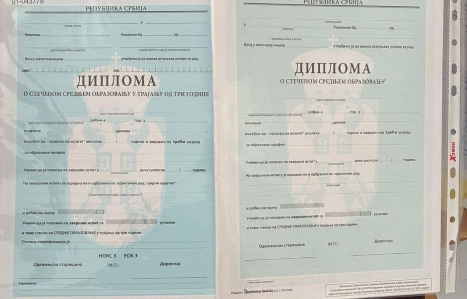 Uhapšene četiri osobe zbog falsifikovanja diploma i svedočanstava