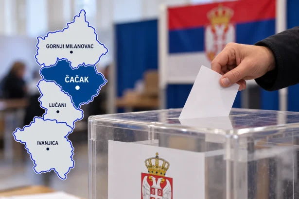 Mapa Moravičkom okruga sa ilustracijom glasanja