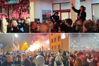 Veliki broj građana okupio se večeras u centru Čačka kako bi proslavio pobedu Studentske liste